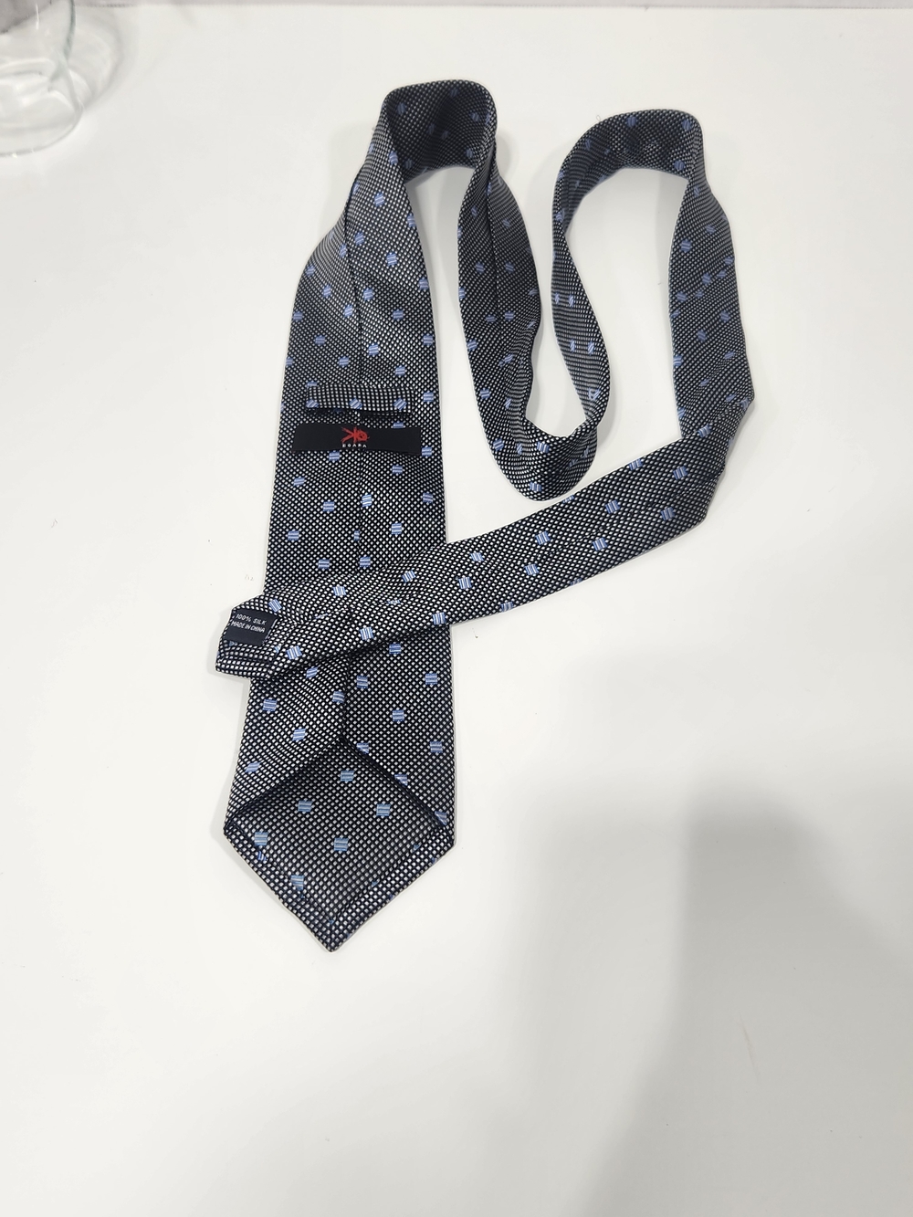 Egara Black Tie with Light Blue Dot Pattern